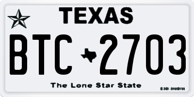 TX license plate BTC2703