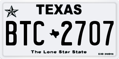 TX license plate BTC2707