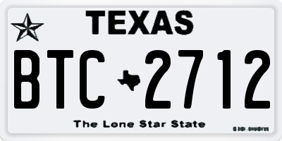 TX license plate BTC2712