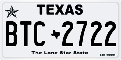 TX license plate BTC2722