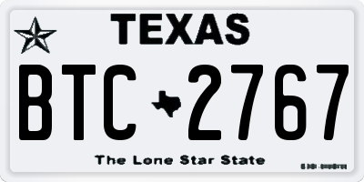 TX license plate BTC2767
