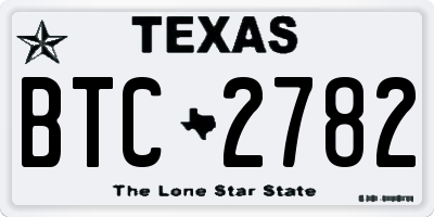 TX license plate BTC2782