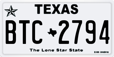TX license plate BTC2794