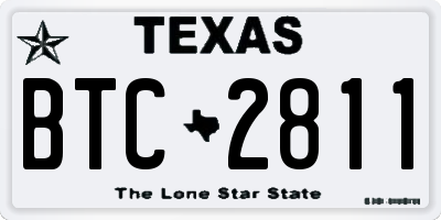 TX license plate BTC2811
