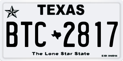 TX license plate BTC2817