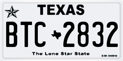 TX license plate BTC2832