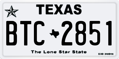 TX license plate BTC2851