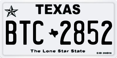 TX license plate BTC2852