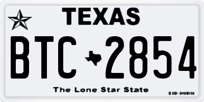 TX license plate BTC2854