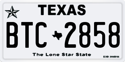 TX license plate BTC2858