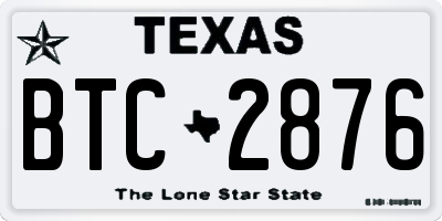 TX license plate BTC2876