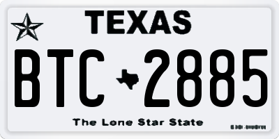 TX license plate BTC2885