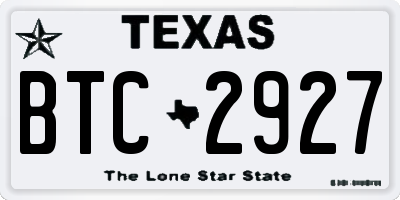 TX license plate BTC2927