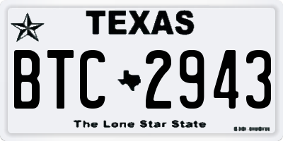 TX license plate BTC2943