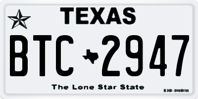 TX license plate BTC2947