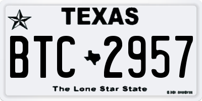 TX license plate BTC2957