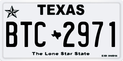 TX license plate BTC2971