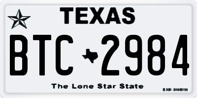 TX license plate BTC2984