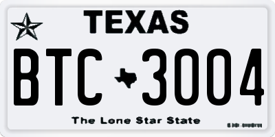 TX license plate BTC3004