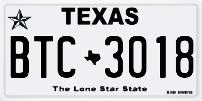 TX license plate BTC3018