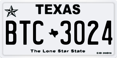 TX license plate BTC3024