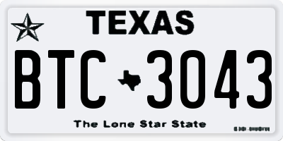 TX license plate BTC3043