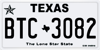 TX license plate BTC3082
