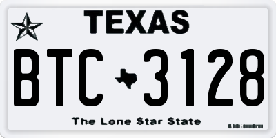 TX license plate BTC3128