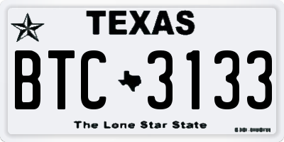 TX license plate BTC3133