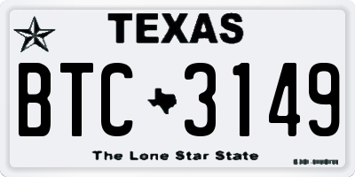 TX license plate BTC3149