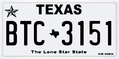 TX license plate BTC3151