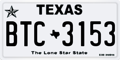 TX license plate BTC3153