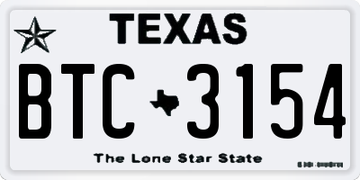 TX license plate BTC3154