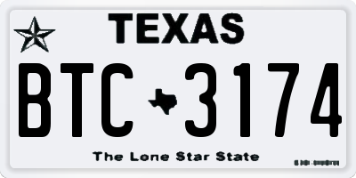 TX license plate BTC3174