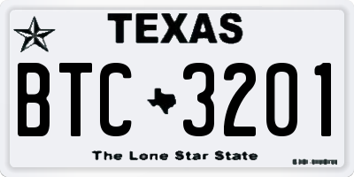 TX license plate BTC3201