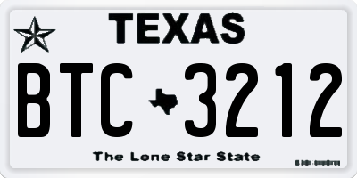 TX license plate BTC3212
