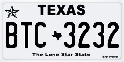 TX license plate BTC3232