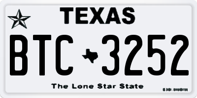 TX license plate BTC3252