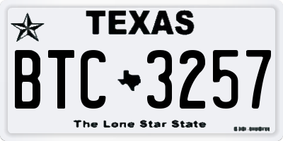 TX license plate BTC3257