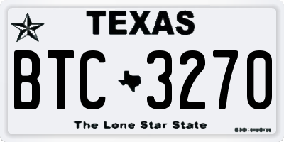 TX license plate BTC3270
