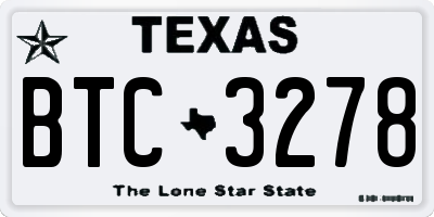 TX license plate BTC3278