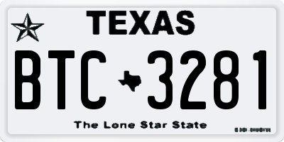 TX license plate BTC3281