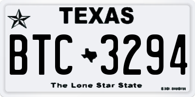 TX license plate BTC3294