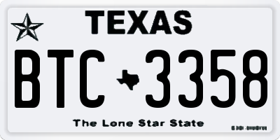 TX license plate BTC3358