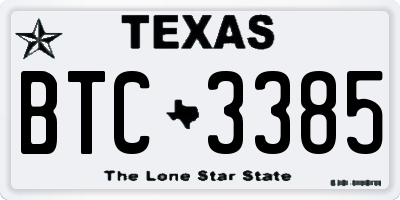 TX license plate BTC3385