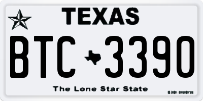 TX license plate BTC3390