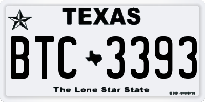 TX license plate BTC3393