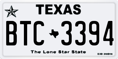 TX license plate BTC3394