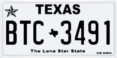 TX license plate BTC3491