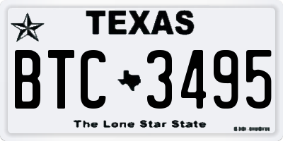 TX license plate BTC3495